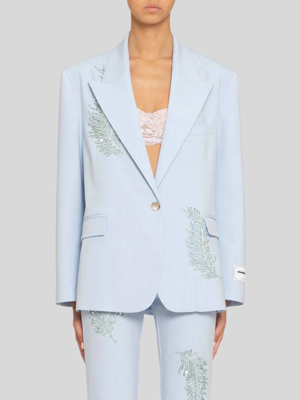 NEW DES PHEMMES oversized blazer with sequin in blueberry